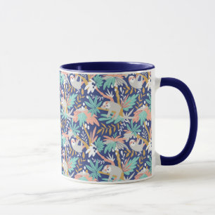 Caneca Teste padrão azul tropical da preguiça