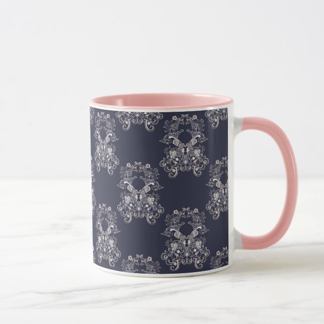 Caneca teste padrão barroco do marinho do estilo (Direita)