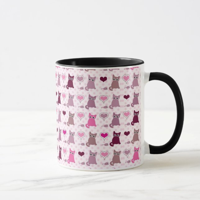 Caneca Teste padrão bonito das meninas do gatinho (Direita)