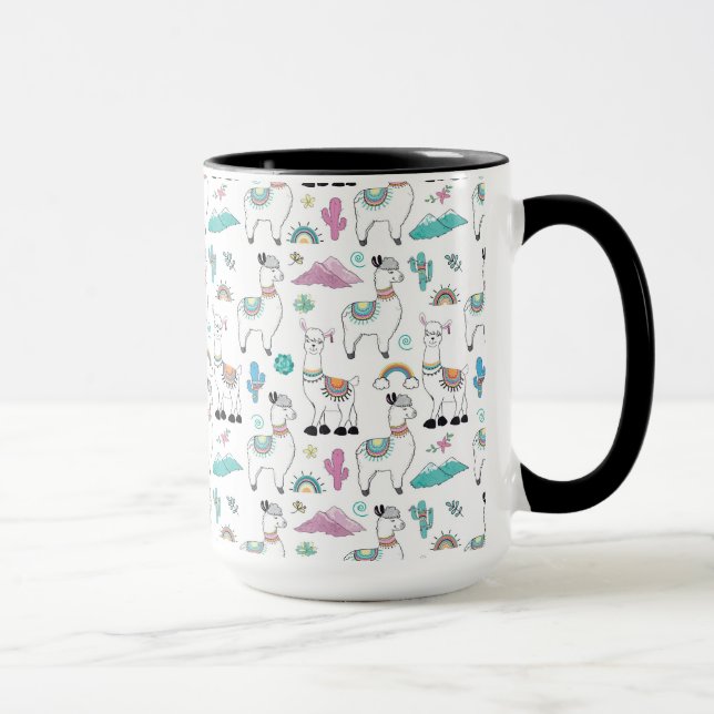 Caneca Teste padrão bonito do lama dos desenhos animados (Direita)
