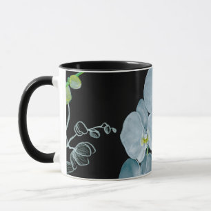 Caneca Teste padrão branco das orquídeas da aguarela