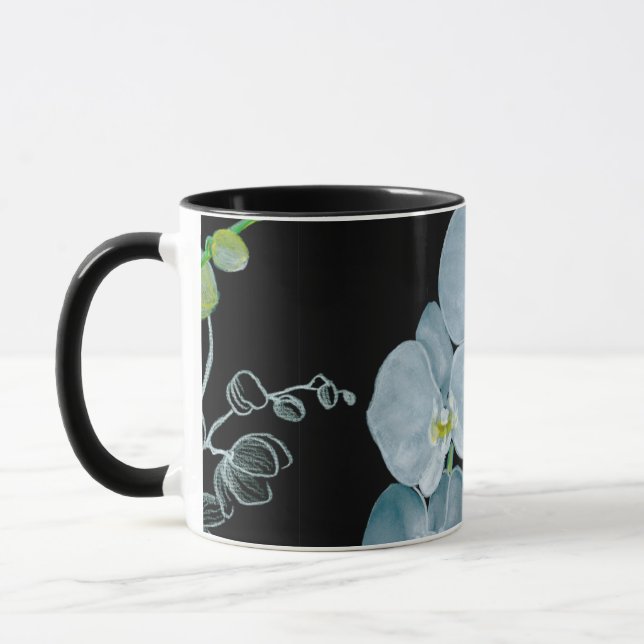 Caneca Teste padrão branco das orquídeas da aguarela (Esquerda)