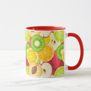 Caneca Teste padrão colorido da fruta do divertimento