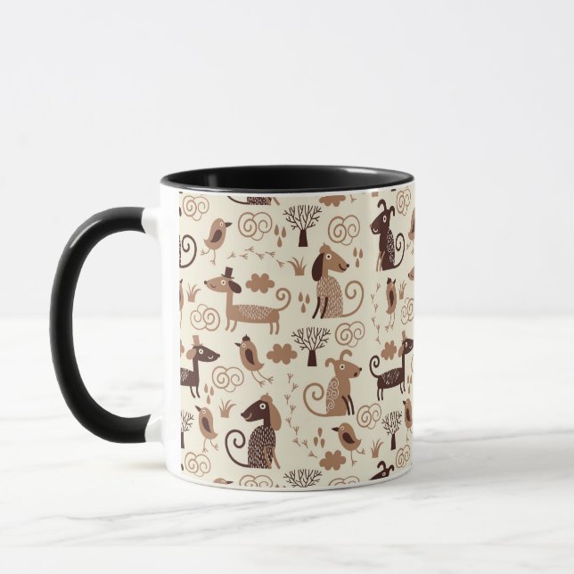 Caneca teste padrão com cães bonitos (Esquerda)