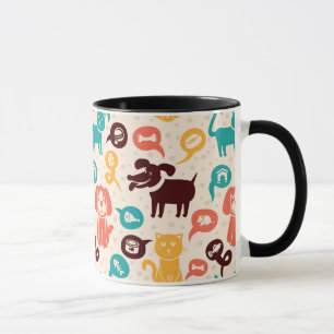 Caneca Teste padrão com gatos e os cães engraçados