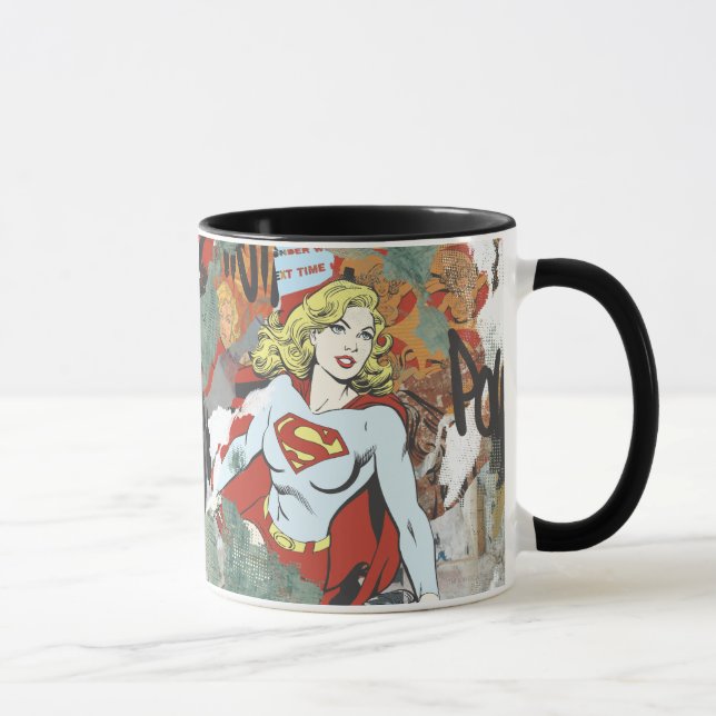 Caneca Teste padrão cómico 8 das alcaparras de Supergirl (Direita)
