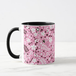 Caneca teste padrão cor-de-rosa bonito dos pássaros e d