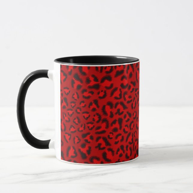 Caneca Teste padrão cor-de-rosa da textura do leopardo (Esquerda)
