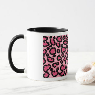 Caneca Teste padrão cor-de-rosa e preto do impressão do