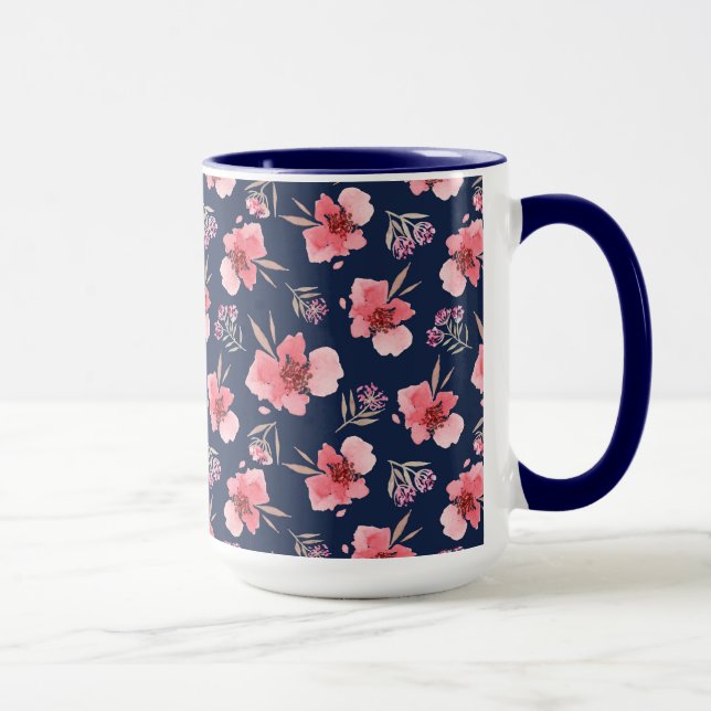 Caneca Teste padrão cor-de-rosa escuro da aguarela (Direita)