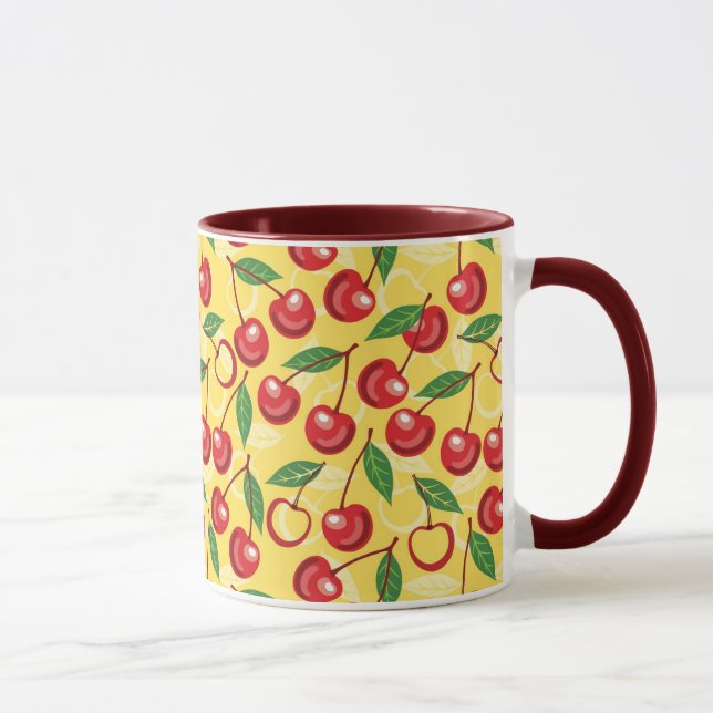 Caneca Teste padrão da cereja (Direita)