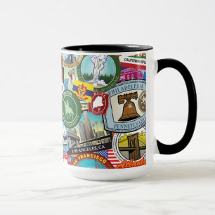 Caneca Teste padrão da etiqueta do viagem dos Estados
