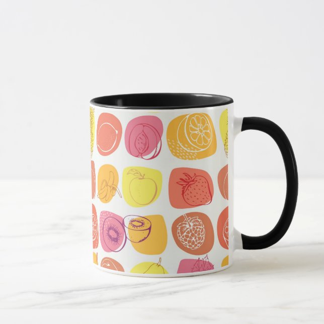 Caneca Teste padrão da fruta (Direita)