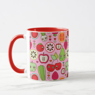 Caneca teste padrão da ilustração da cozinha da fruta