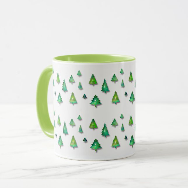 Caneca teste padrão da verde floresta (Frente Esquerda)