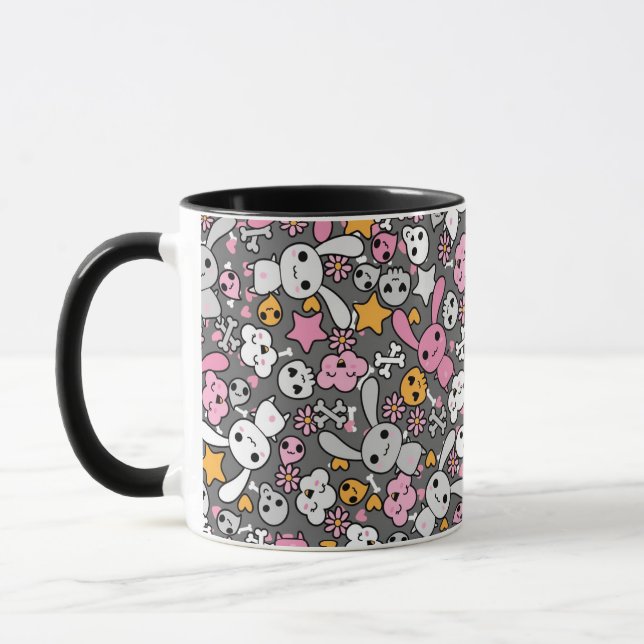 Caneca teste padrão das cinzas do kawaii (Esquerda)