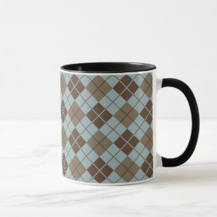 Caneca Teste padrão de Argyle no azul e no Taupe