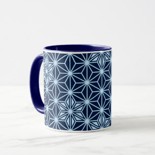 Caneca Teste padrão de Asanoha do japonês - azul de