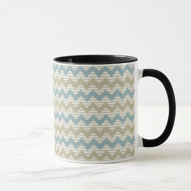 Caneca Teste padrão de Chevron na textura de linho (Direita)