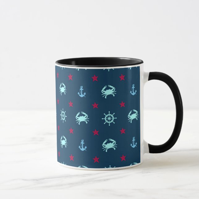 Caneca Teste padrão de estrela náutico (Direita)