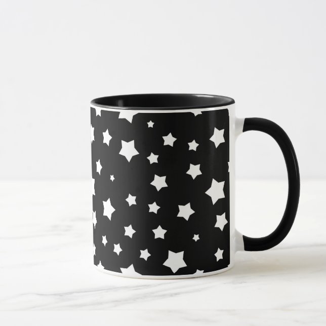 Caneca Teste padrão de estrelas preto e branco (Direita)