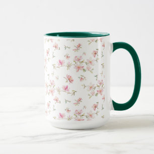 Caneca Teste padrão de flor cor-de-rosa macio da aguarel