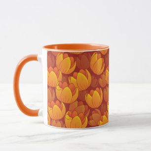 Caneca Teste padrão de flor dourado