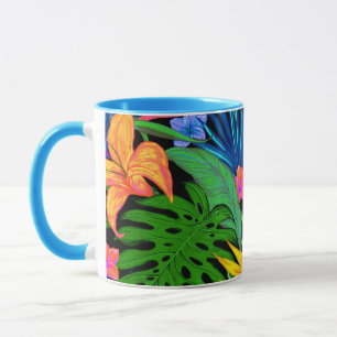 Caneca Teste padrão de flor tropical havaiano