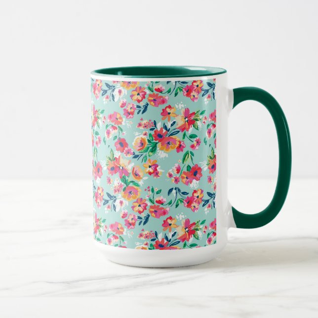 Caneca Teste padrão de flores pintado (Direita)