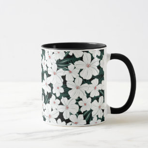 Caneca Teste padrão de flores tropical branco