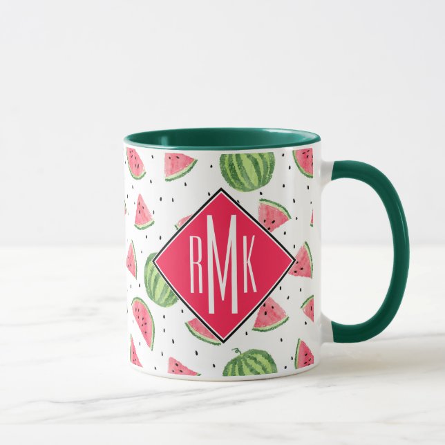 Caneca Teste padrão de néon das melancias da aguarela (Direita)