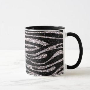Caneca Teste padrão de prata da listra da zebra (brilho