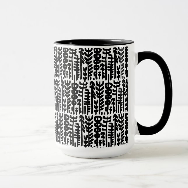 Caneca Teste padrão de tinta preta da árvore do curso (Direita)