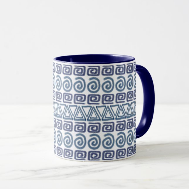 Caneca teste padrão desenhado mão africano étnico (Frente Esquerda)