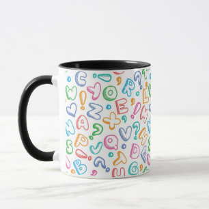 Caneca teste padrão do alfabeto