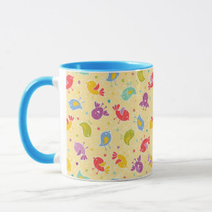 Caneca Teste padrão do bebê com pássaros bonitos