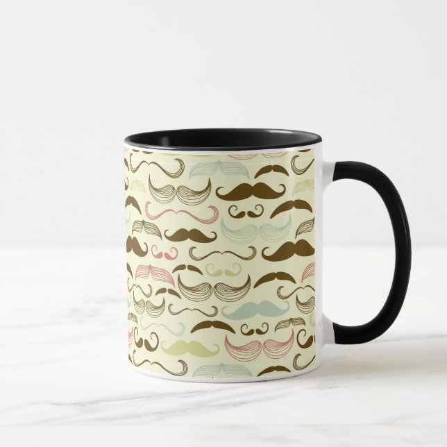 Caneca Teste padrão do bigode, estilo retro 4 (Direita)