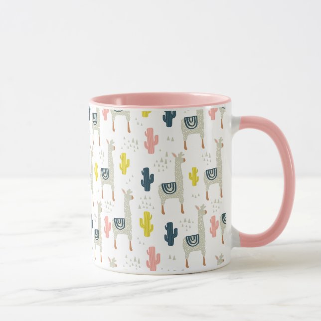 Caneca Teste padrão do cacto & dos lamas (Direita)
