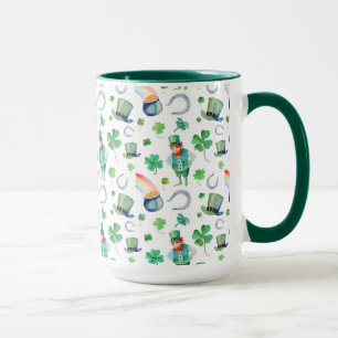 Caneca Teste padrão do dia de St Patrick da aguarela