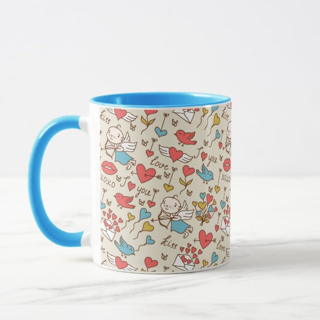 Caneca Teste padrão do dia dos namorados com Cupido (Esquerda)