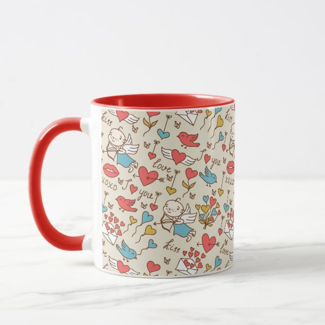Caneca Teste padrão do dia dos namorados com Cupido (Esquerda)