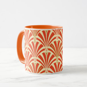 Caneca Teste padrão do fã do art deco - tanjerina