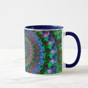 Caneca Teste padrão do Fractal do arco-íris do hippy