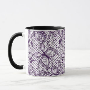 Caneca Teste padrão do laço com borboletas