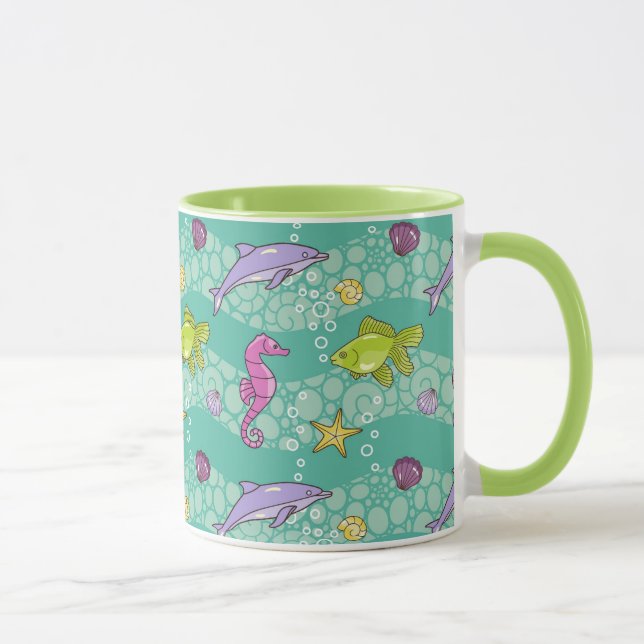 Caneca Teste padrão do mar do verão (Direita)