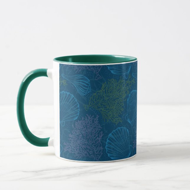 Caneca Teste padrão do mar do vintage (Esquerda)
