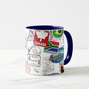 Caneca Teste padrão do passaporte do mundo