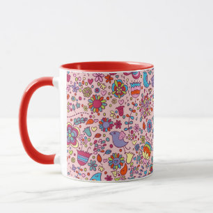 Caneca Teste padrão do primavera com flores coloridas