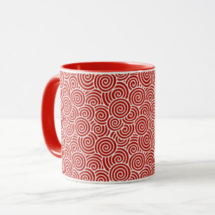Caneca Teste padrão do redemoinho do japonês - vermelho