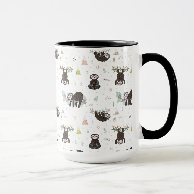 Caneca Teste padrão doce sonolento da preguiça (Direita)